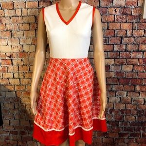 Vintage Cassee Sleeveless Fun Red & White Dress Made In USA Size S
